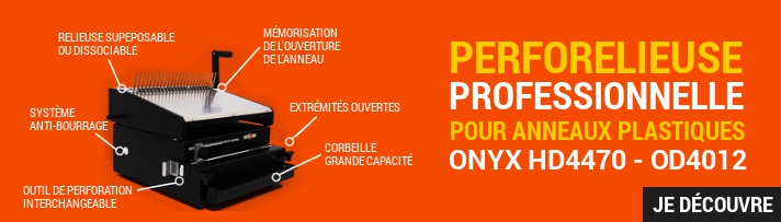 Perforelieur professionnel Onyx pour anneaux plastiques